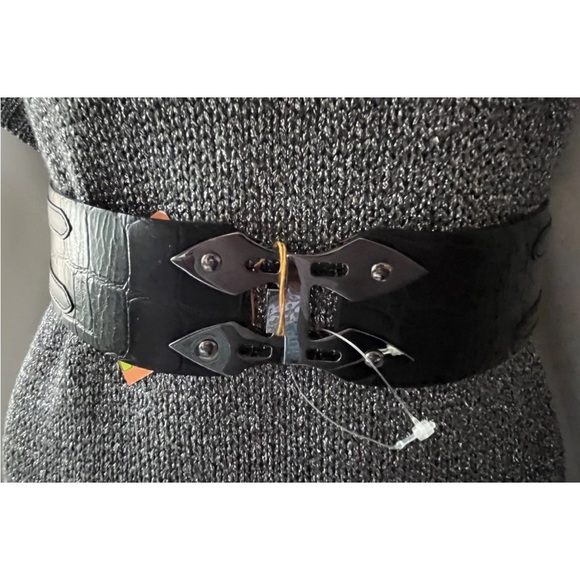 NWT Etro Black Leather Corset Waist Belt Medium 36” 90 CM Made In Italy main image 7